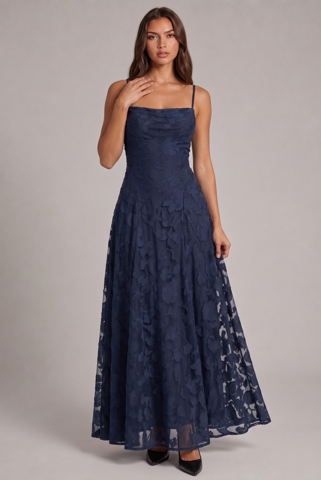 Olivia maxikjole - Elegant aftenkjole med blomstermønster