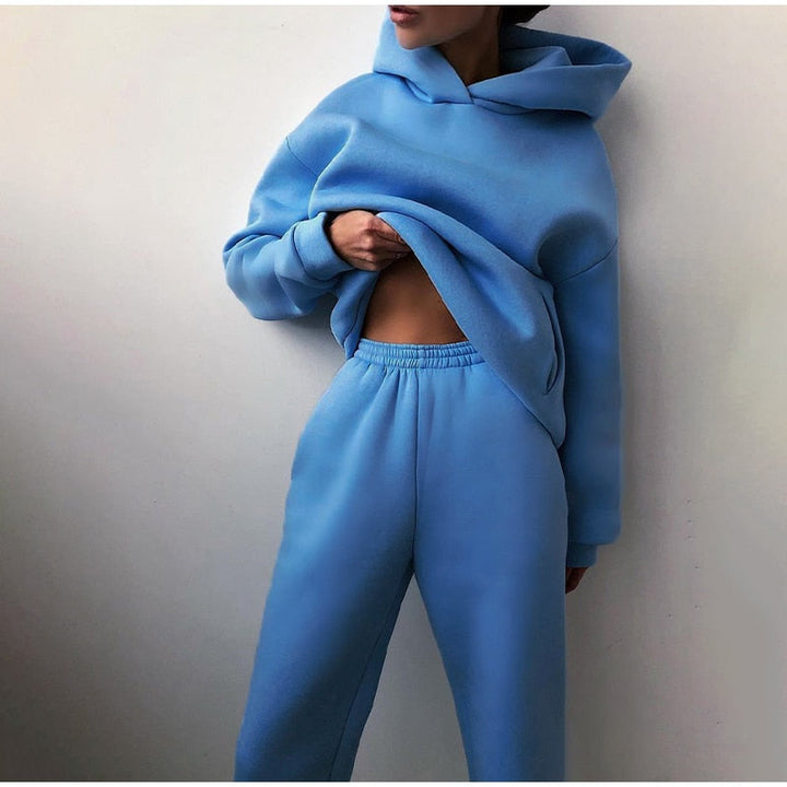 Joggersæt til damer | 2 dele: Hoodie og bukser med elastisk linning
