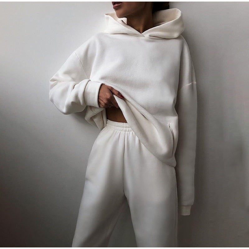 Joggersæt til damer | 2 dele: Hoodie og bukser med elastisk linning