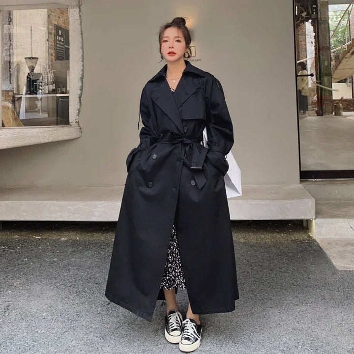 Ebonie - Ekstra Lang Flowing Oversized Casual Trenchcoat til Kvinder-Modiva