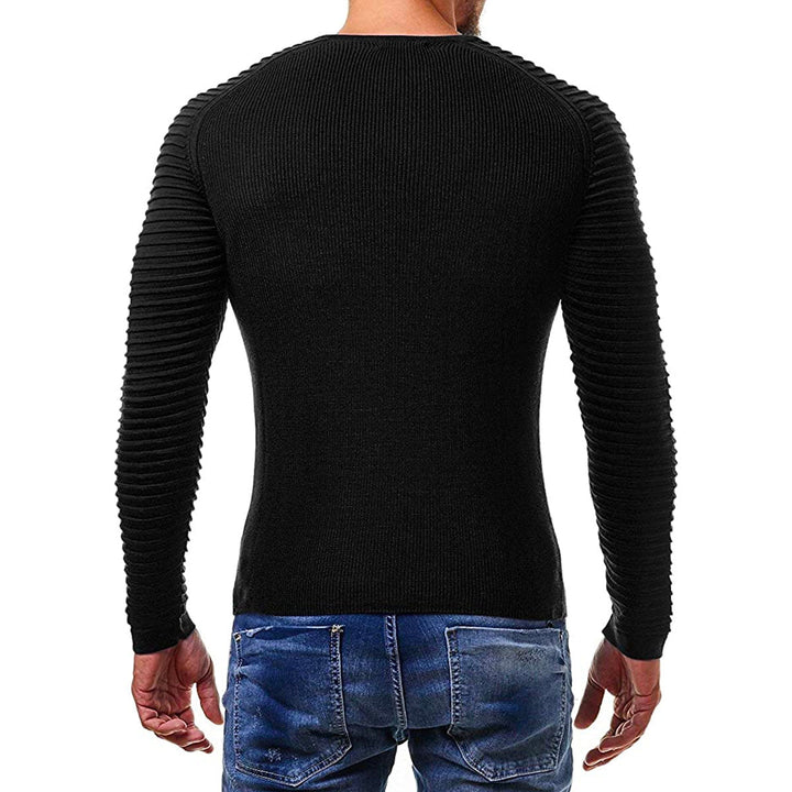 Strikket herresweater med stribedetaljer – Lukas Efterårsudgave