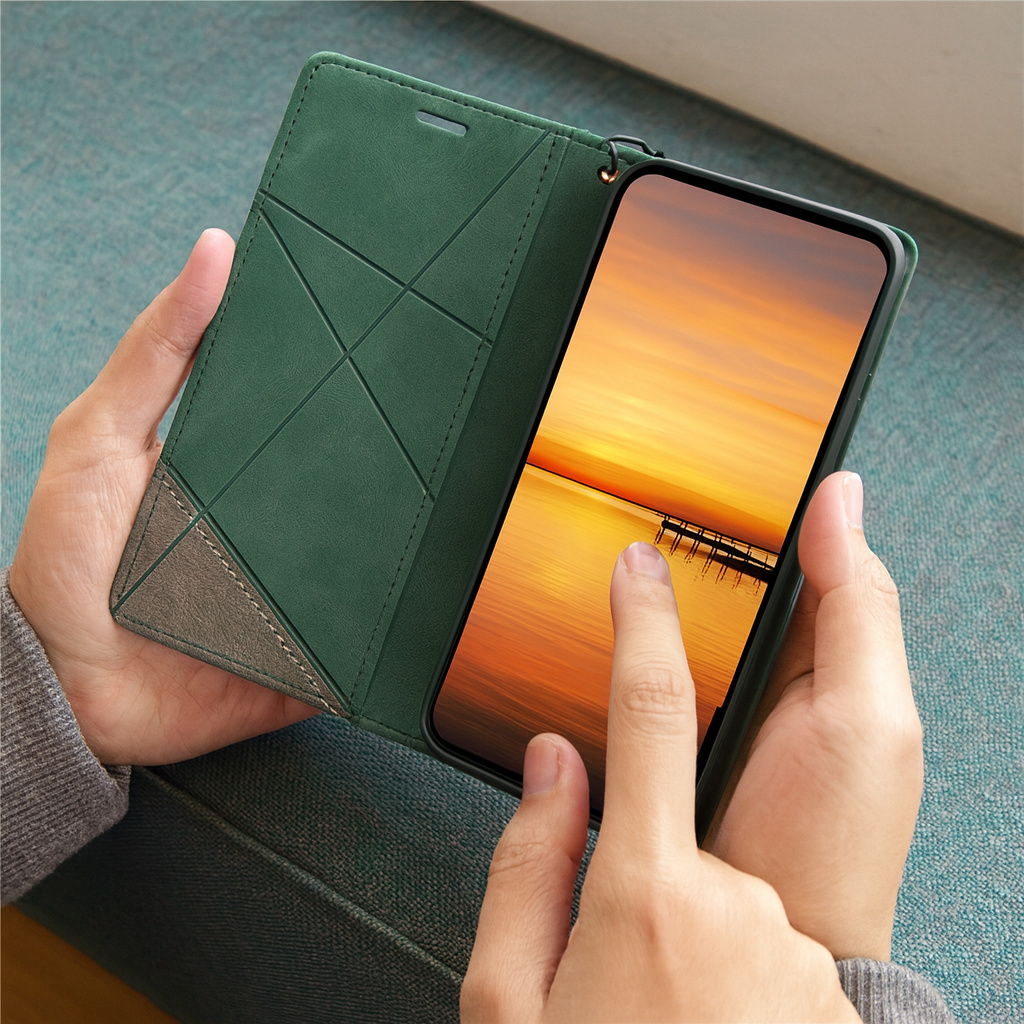 Foldbart lædercover til smartphone