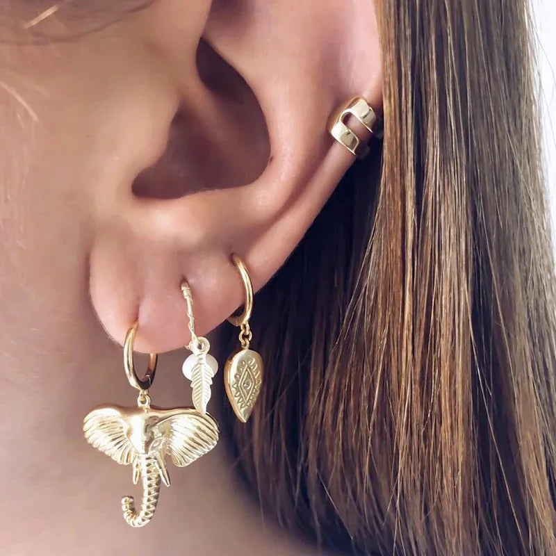 Elefant Charm Creol Øreringe