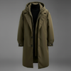 Vandtæt herre-trenchcoat med hætte, lang regnjakke til by og rejse