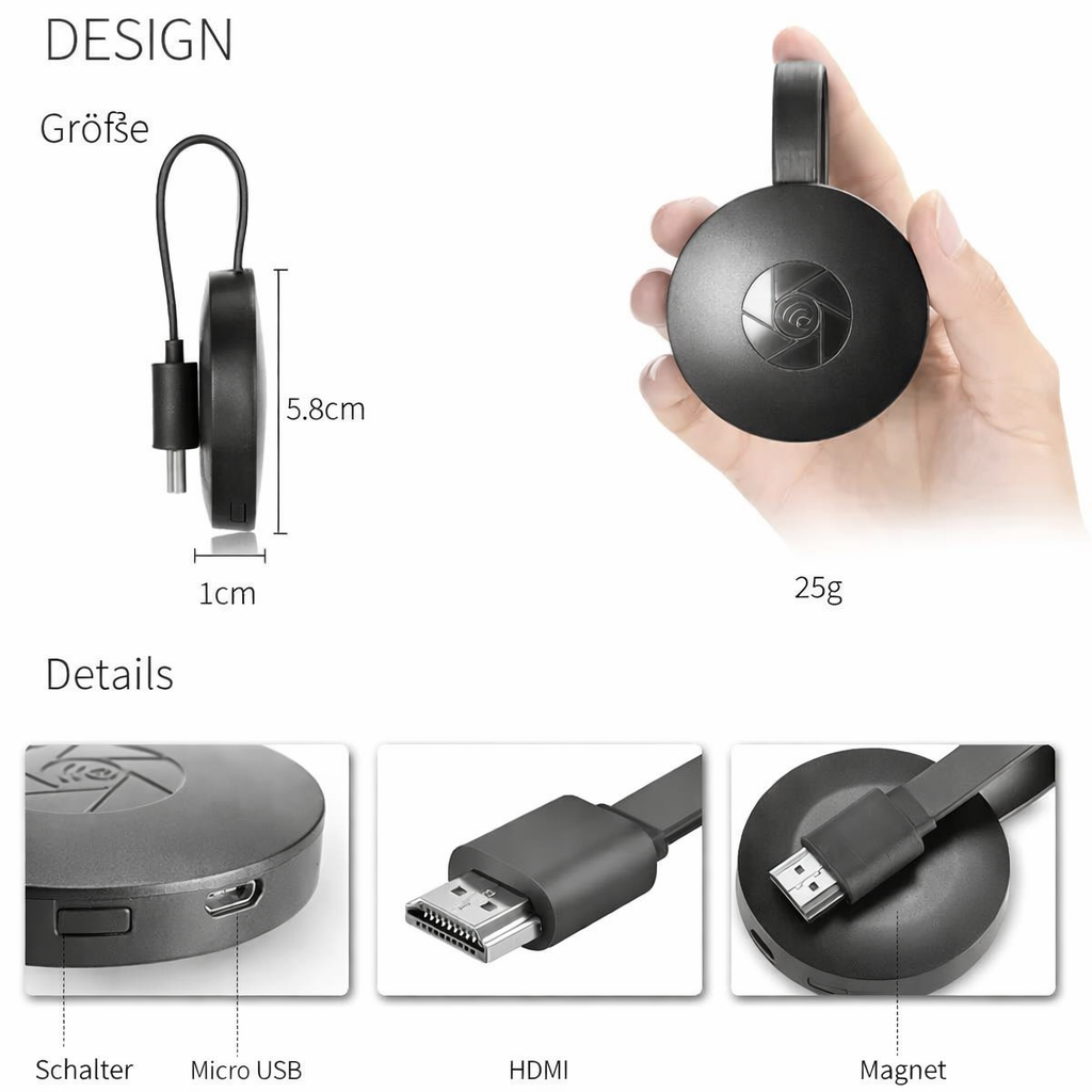 Miracast | Trådløs HD mirror-adapter | AirPlay & DLNA | CastView Pro