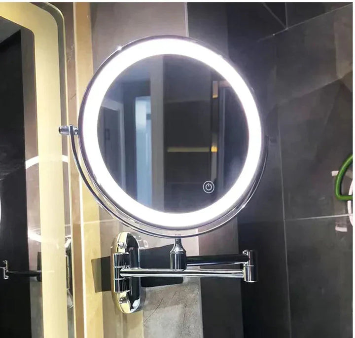 LumiReflect Premium LED sminkespejl | Genopladeligt forstørrelsesspejl til væg med justerbar belysning