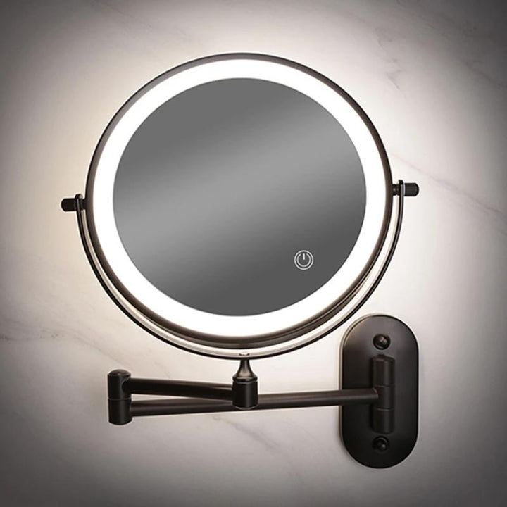 LumiReflect Premium LED sminkespejl | Genopladeligt forstørrelsesspejl til væg med justerbar belysning
