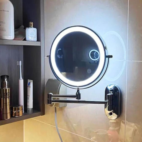 LumiReflect Premium LED sminkespejl | Genopladeligt forstørrelsesspejl til væg med justerbar belysning