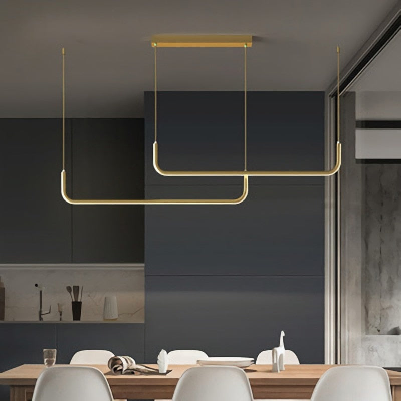 Arisha moderne LED-lysekrone i guld/sort metal til spisestue/stue