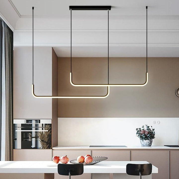 Arisha moderne LED-lysekrone i guld/sort metal til spisestue/stue