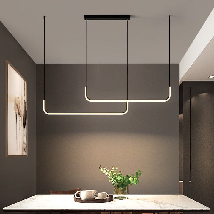 Arisha moderne LED-lysekrone i guld/sort metal til spisestue/stue