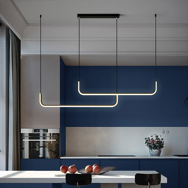 Arisha moderne LED-lysekrone i guld/sort metal til spisestue/stue