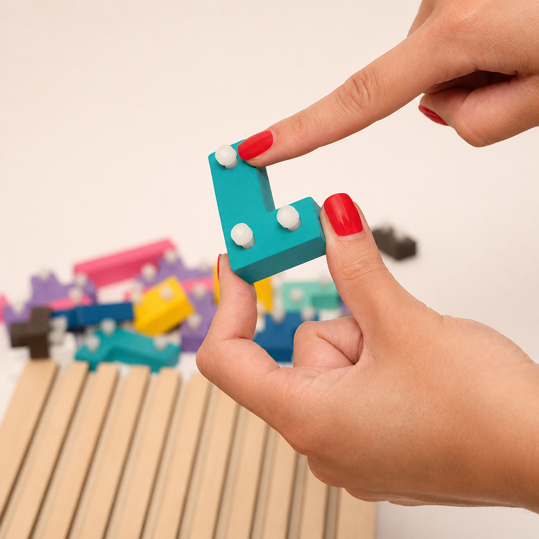 Montessori Tetris-stablepuslespil i træ – læringslegetøj