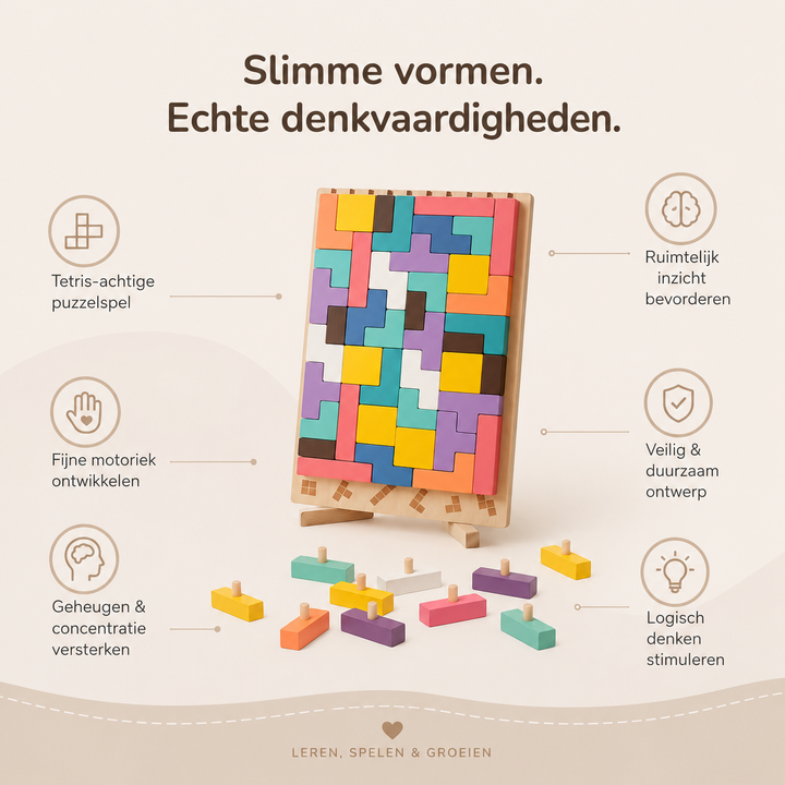 Montessori Tetris-stablepuslespil i træ – læringslegetøj