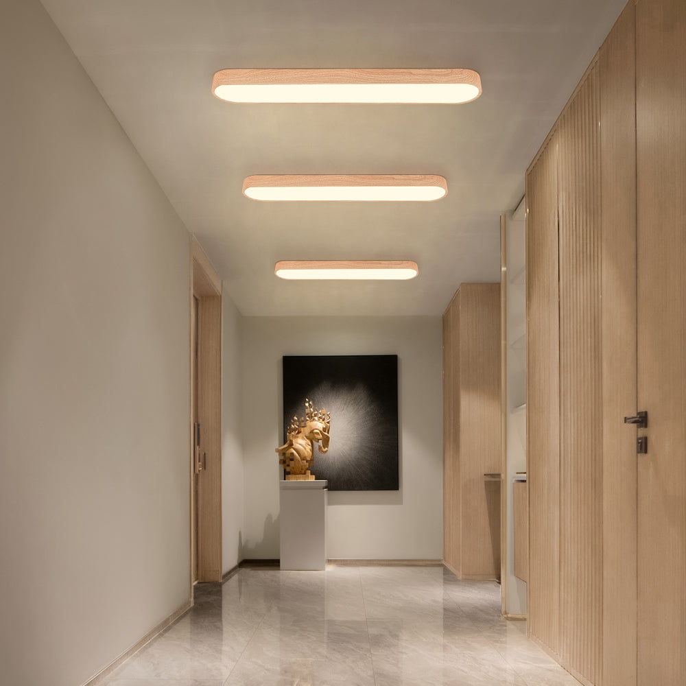 Oval Nordic Glow LED-loftlampe med træaccent