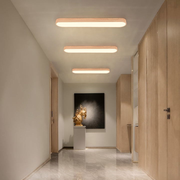 Oval Nordic Glow LED-loftlampe med træaccent