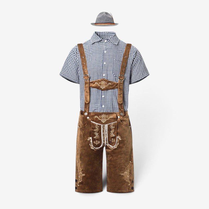 Bayersk herredragt med lederhosen og skjorte