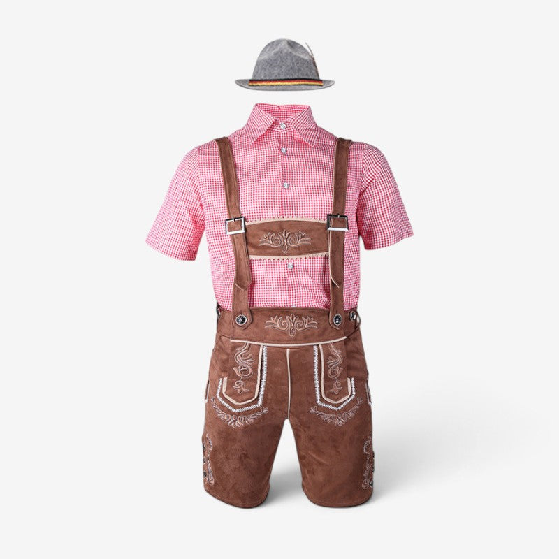 Bayersk herredragt med lederhosen og skjorte