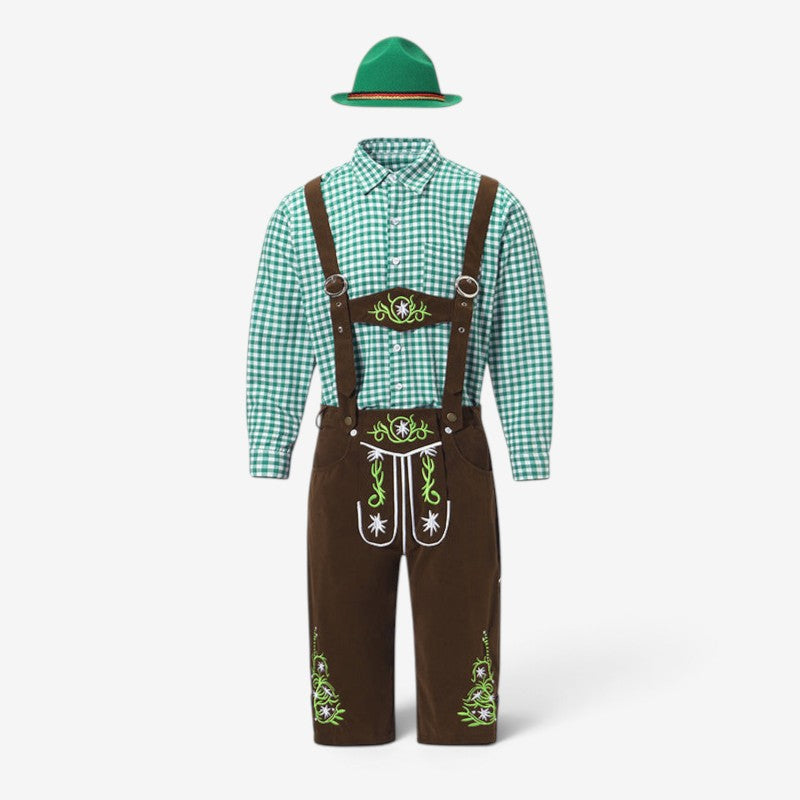 Bayersk herredragt med lederhosen og skjorte