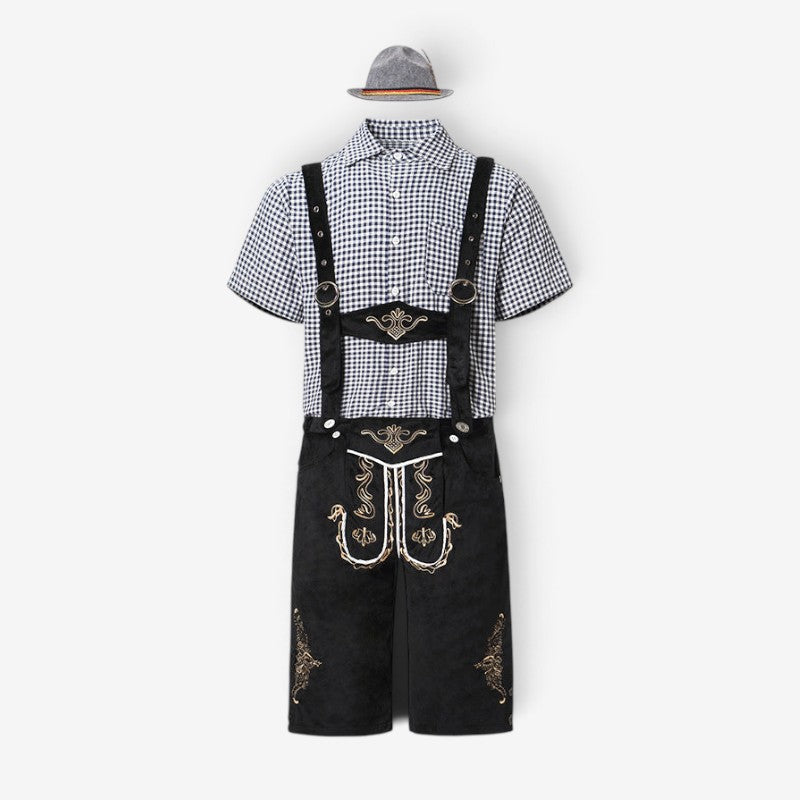 Bayersk herredragt med lederhosen og skjorte
