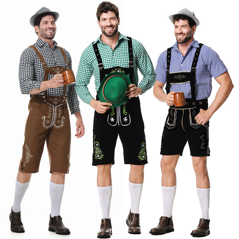 Bayersk herredragt med lederhosen og skjorte