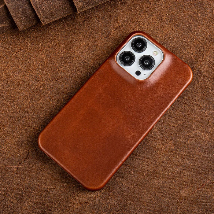 Ægte læder-cover med olievoks til Apple iPhone