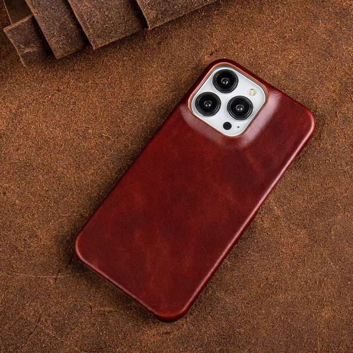 Ægte læder-cover med olievoks til Apple iPhone