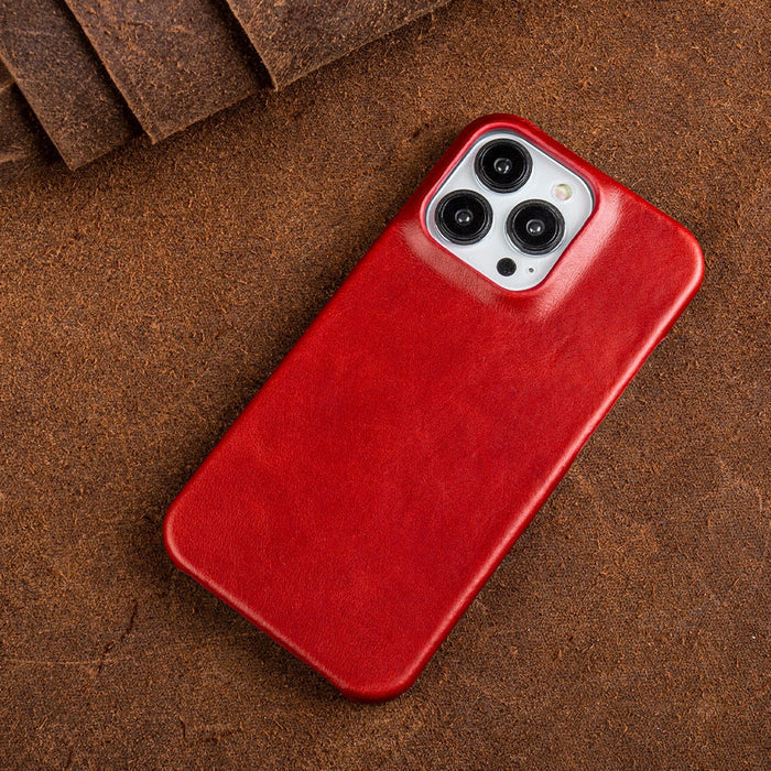 Ægte læder-cover med olievoks til Apple iPhone