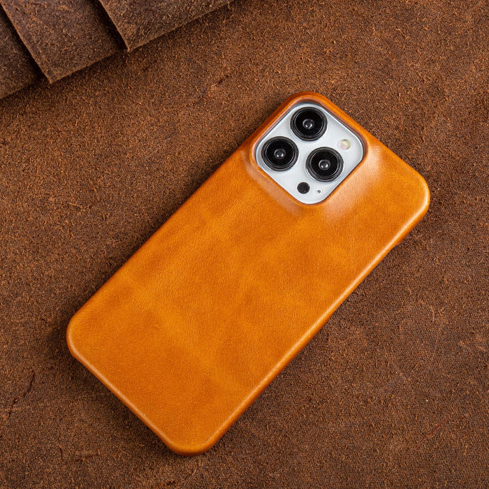 Ægte læder-cover med olievoks til Apple iPhone