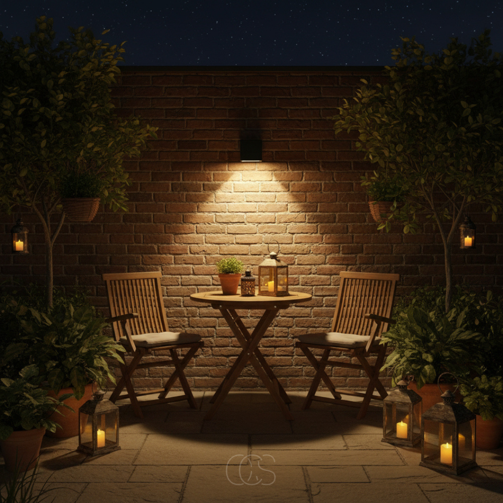 Luxe solcelle-LED-væglampe | Trådløs | IP65 | Udendørs | Sort
