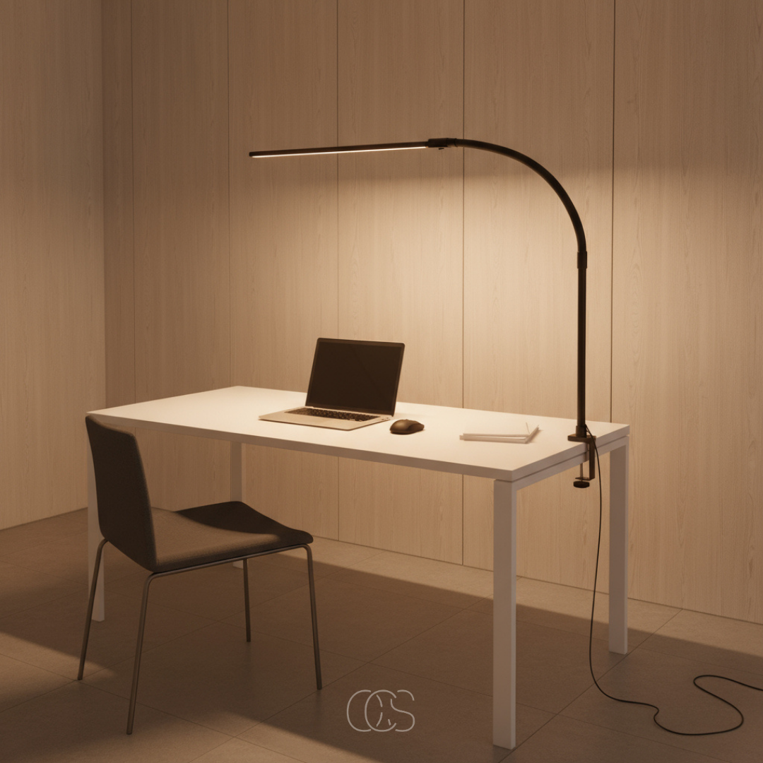 Dæmpbar skrivebordslampe - 3 lysfarver og justerbart design