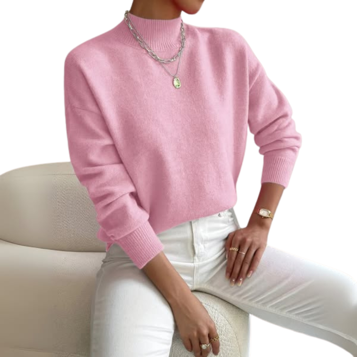 Klassisk sweater med polokrave til damer i blød, åndbar bomuld
