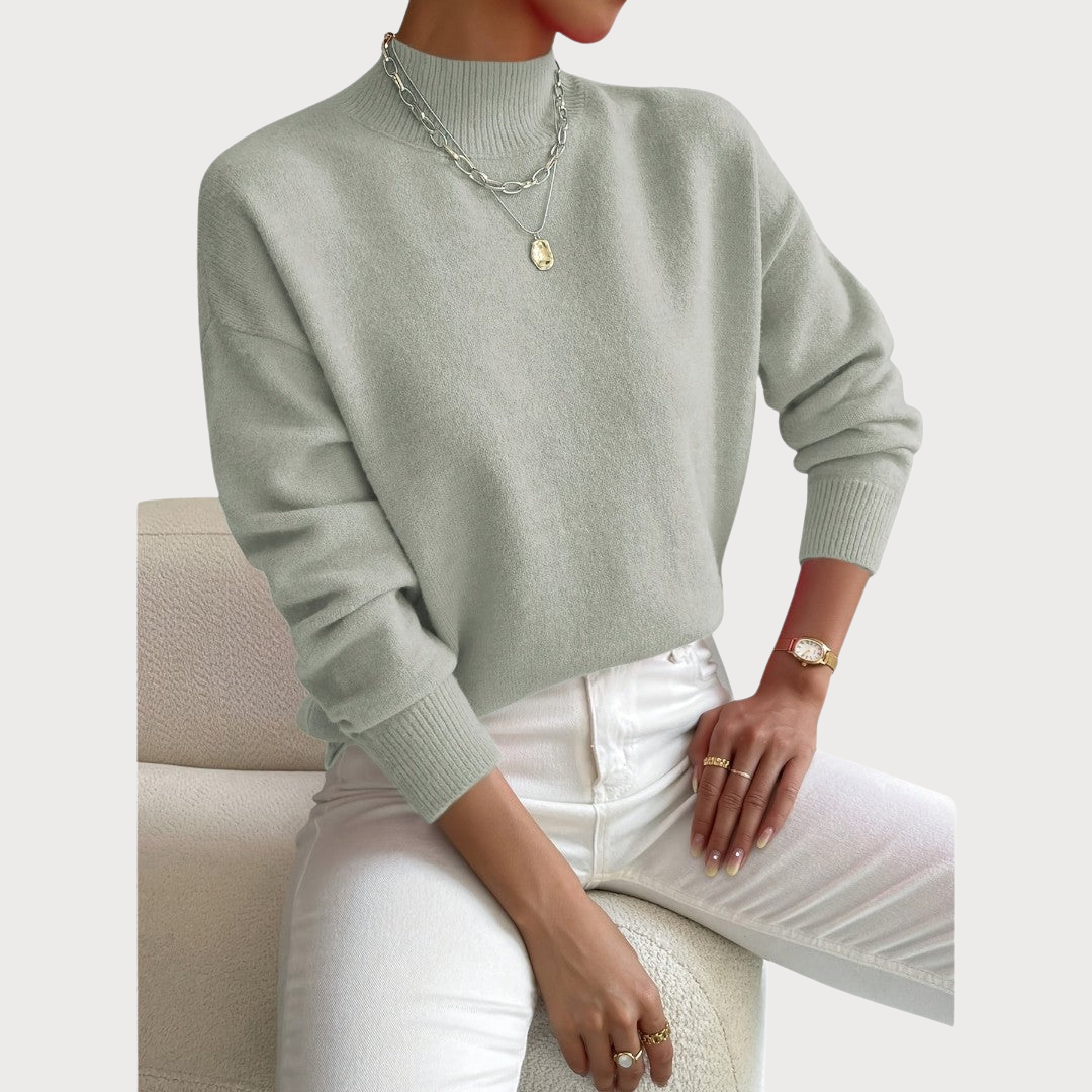 Klassisk sweater med polokrave til damer i blød, åndbar bomuld