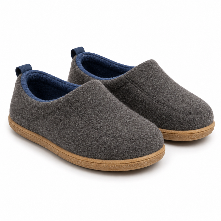 Ortopædisk unisex-indendørstoffel – hård ydersål & fleece-indersål
