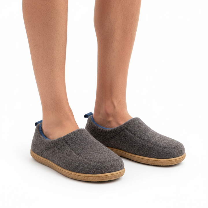 Ortopædisk unisex-indendørstoffel – hård ydersål & fleece-indersål