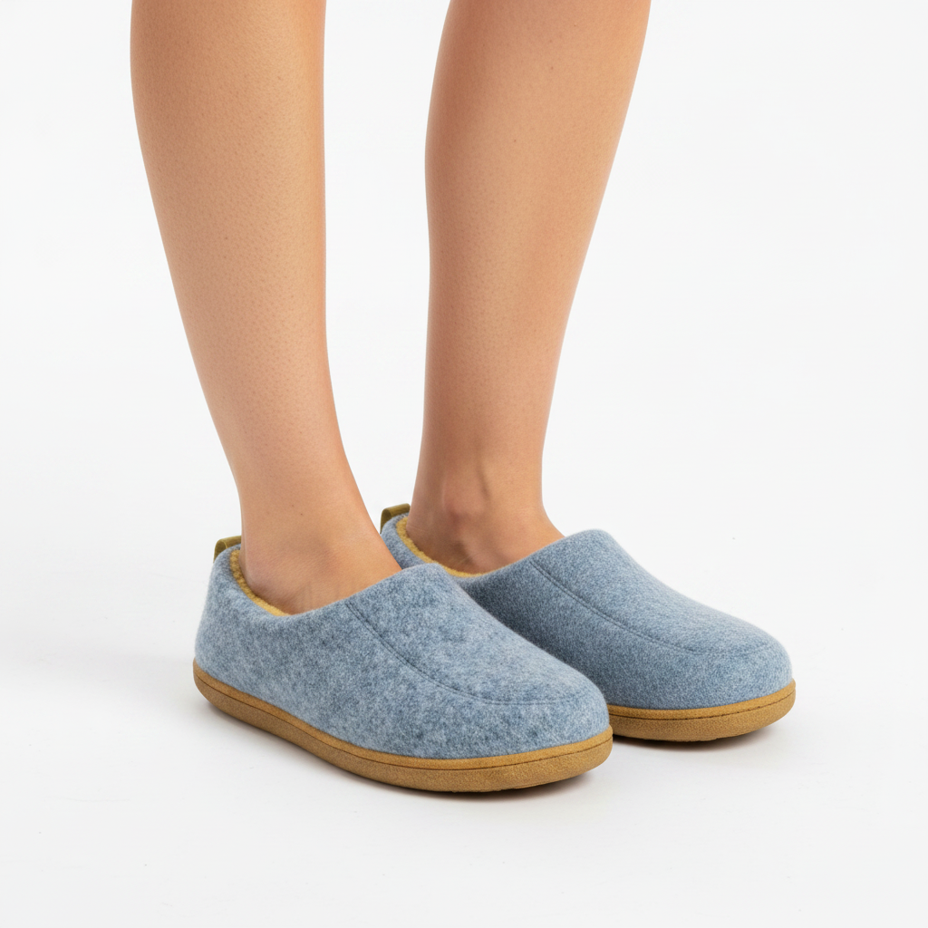 Ortopædisk unisex-indendørstoffel – hård ydersål & fleece-indersål