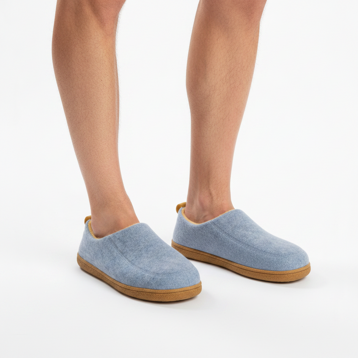 Ortopædisk unisex-indendørstoffel – hård ydersål & fleece-indersål