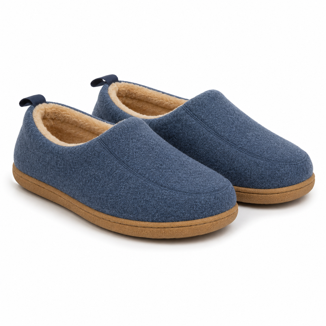 Ortopædisk unisex-indendørstoffel – hård ydersål & fleece-indersål
