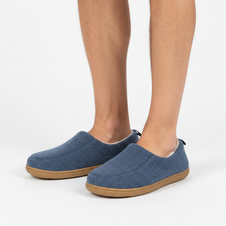 Ortopædisk unisex-indendørstoffel – hård ydersål & fleece-indersål