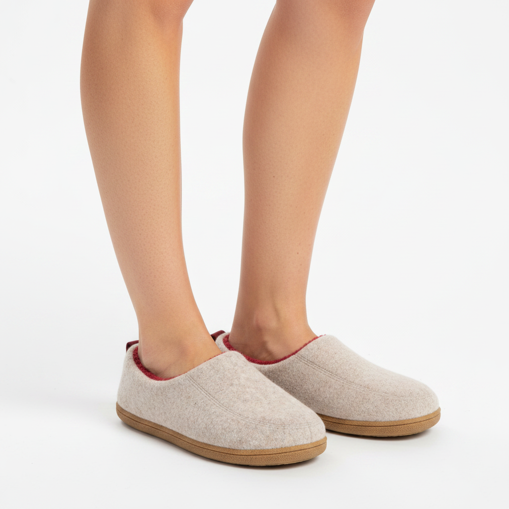 Ortopædisk unisex-indendørstoffel – hård ydersål & fleece-indersål