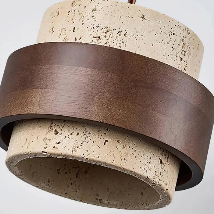 Orvina Wabi-Sabi pendellampe i naturlig travertin, cylindrisk - japandi køkkenø