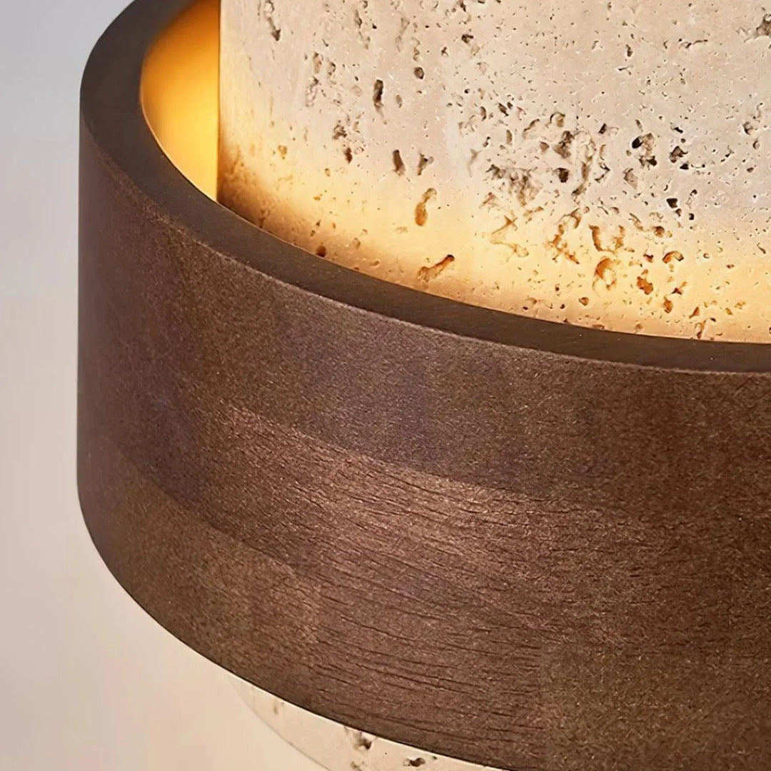 Orvina Wabi-Sabi pendellampe i naturlig travertin, cylindrisk - japandi køkkenø