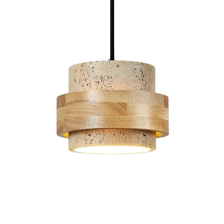 Orvina Wabi-Sabi pendellampe i naturlig travertin, cylindrisk - japandi køkkenø