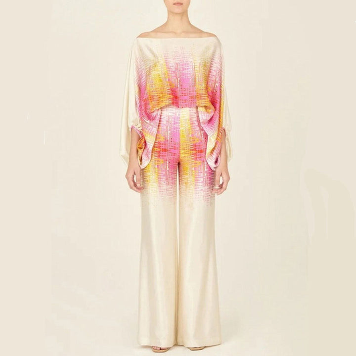 Off-Shoulder-modell damset i satin med 2 delar