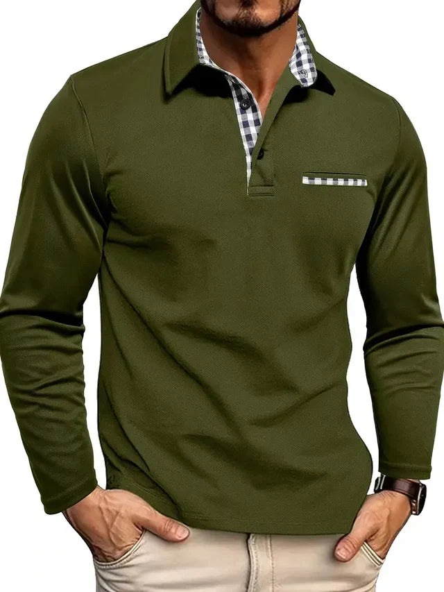 Langærmet poloshirt til mænd | Smart-casual komfortpasform