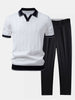 Ribstrikket polo til herrer og tilspidsede bukser – smart casual-sæt