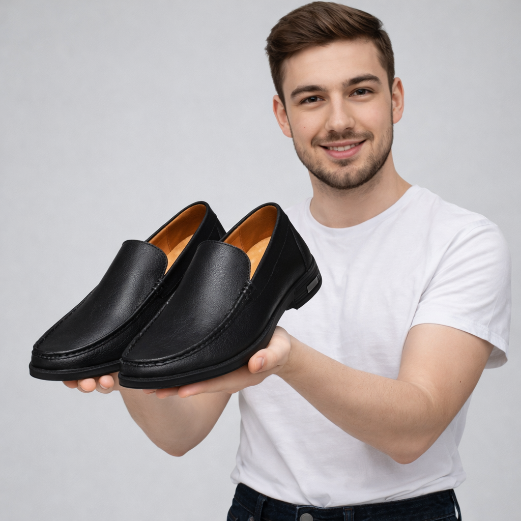 Håndsyede slip-on mokkasiner i læder