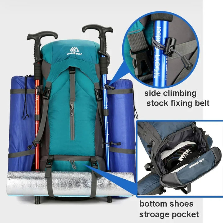 Alpivento 70L trekkingrygsæk | Vandtæt campingrygsæk med regnslag | Stor outdoor-rygsæk til vandreture, bjergbestigning og rejser Mærke: