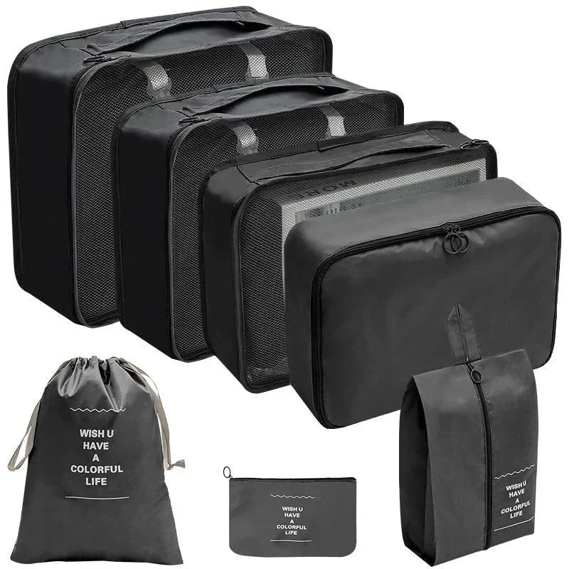 PackWunder rejseorganizer-sæt 7/8/9/10 dele | Sammenfoldelig kufferorganizer | Til tøj, sko og tilbehør