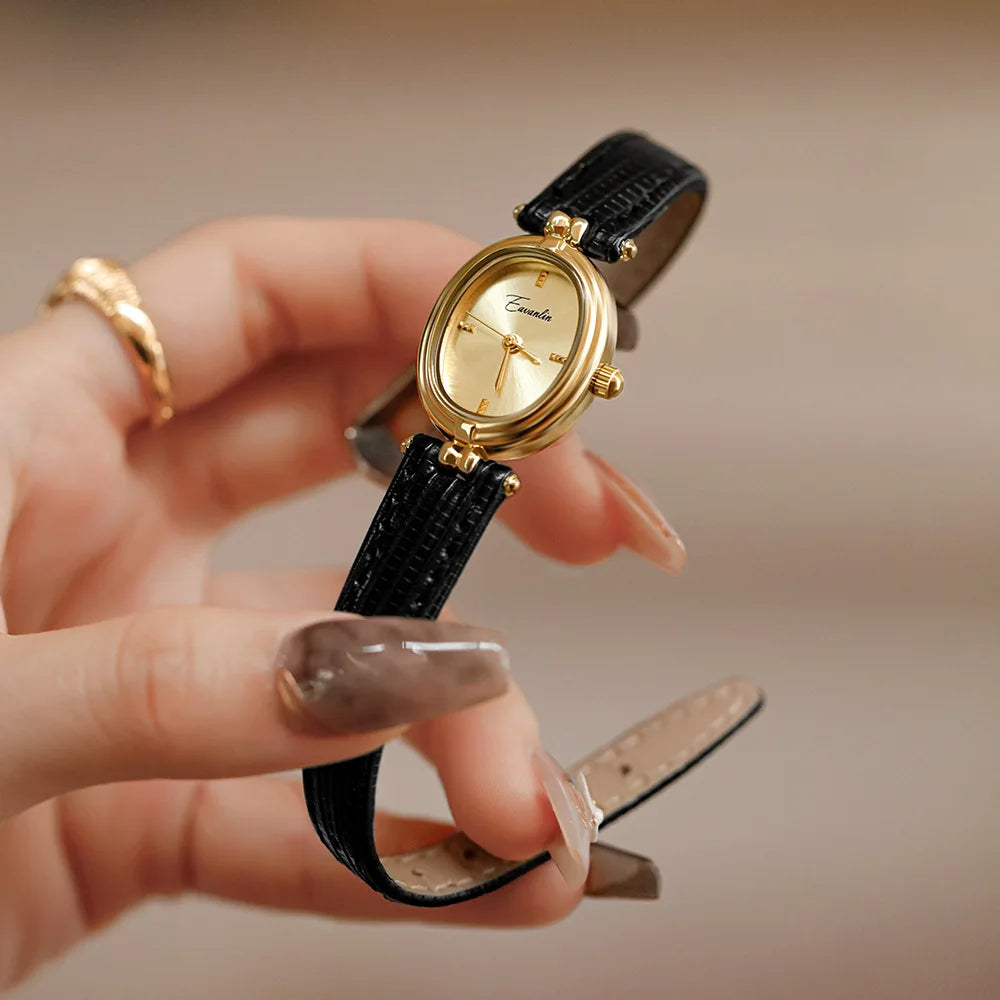 Sienna - Elegant kvartsur med guldfarvet rem